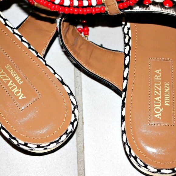 AQUAZZURA Voo Doo Beaded Ankle Strap Flat Sandals sz US 6.5 / IT 36 1/2 $1250 - Picture 16 of 16